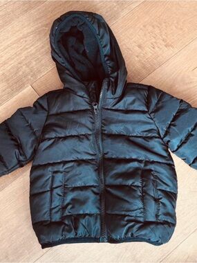 jumping beans Black Hooded Puffer Jacket for Kids